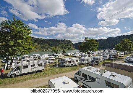 "Caravans on camping site opposite the Loreley, Sankt Goar, Rhineland-Palatinate, Germany, Europe" View Large Photo Image Stock Photograph - "Caravans on camping site opposite the Loreley, Sankt Goar, Rhineland-Palatinate, Germany, Europe". Fotosearch