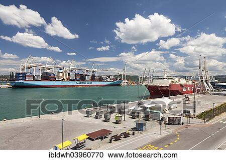 "Cargo ships in the port, Koper, Adriatic coast, Slovenian Littoral, Istria, Slovenia, Europe" View Large Photo Image Stock Image - "Cargo ships in the port, Koper, Adriatic coast, Slovenian Littoral, Istria, Slovenia, Europe". Fotosearch