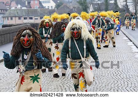 Stock Photo - Carnival, carnival procession organised by the two local carnival associations, Rheinfelden-AG and Rheinfelden-Baden, Dinkelberg-Schrate, Rheinfelden - Baden, Baden-Wuerttemberg, Germany, Europe. Fotosearch