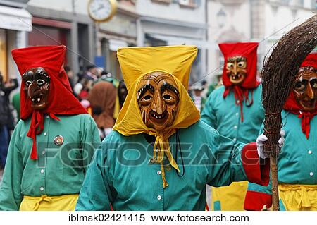 Stock Photography - Carnival, carnival procession organised by the two local carnival associations, Rheinfelden-AG and Rheinfelden-Baden, witches, Rheinfelden - Baden, Baden-Wuerttemberg, Germany, Europe. Fotosearch
