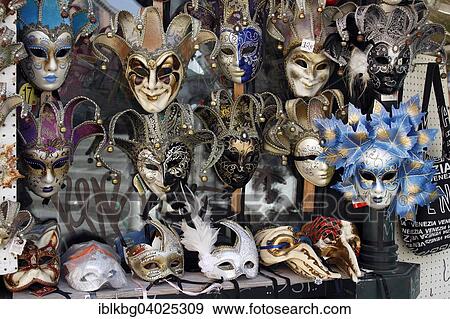 Stock Photo - "Carnival masks on display, Dorsoduro, Venice, Veneto, Italy, Europe". Fotosearch