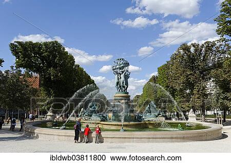 Stock Image - "Carpeaux Fountain or Fontaine des Quatre-Parties-du-Monde, 6th Arrondissement, Avenue de l'Observatoire, Paris, France, Europe". Fotosearch