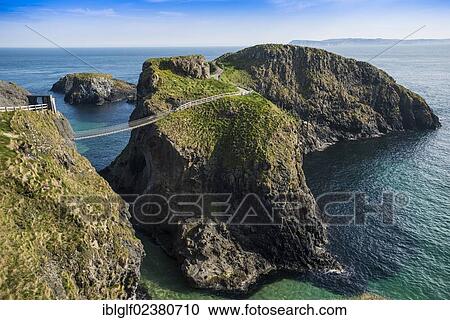 Stock Image - "Carrick-a-Rede Bridge, suspension bridge, Moyle, Northern Ireland, United Kingdom, Europe". Fotosearch