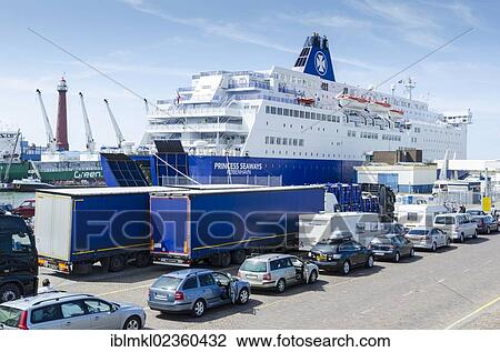 "Cars and trucks are lined up at the ferry port of Ijmuiden, Princess Seaways ferry, North Holland, the Netherlands, Europe" View Large Photo Image Stock Image - "Cars and trucks are lined up at the ferry port of Ijmuiden, Princess Seaways ferry, North Holland, the Netherlands, Europe". Fotosearch