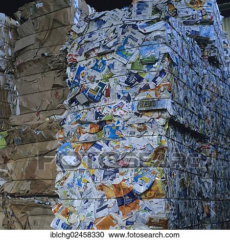 Stock Image - "Carton recycling, sorting centre, France, Europe". Fotosearch
