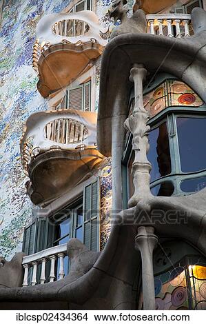 "Casa Batllo, building designed by Antoni Gaudi, 1904 - 1906, Passeig de Gracia, Barcelona, Catalonia, Spain, Europe" View Large Photo Image Picture - "Casa Batllo, building designed by Antoni Gaudi, 1904 - 1906, Passeig de Gracia, Barcelona, Catalonia, Spain, Europe". Fotosearch