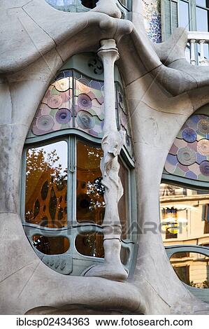 Stock Image - "Casa Batllo, building designed by Antoni Gaudi, 1904 - 1906, Passeig de Gracia, Barcelona, Catalonia, Spain, Europe". Fotosearch