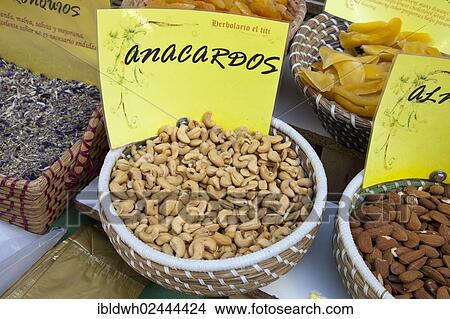 "Cashew nuts in a basket at a market stall, Granada, Andalucia, Spain, Europe, PublicGround, Europe" View Large Photo Image Picture - "Cashew nuts in a basket at a market stall, Granada, Andalucia, Spain, Europe, PublicGround, Europe". Fotosearch
