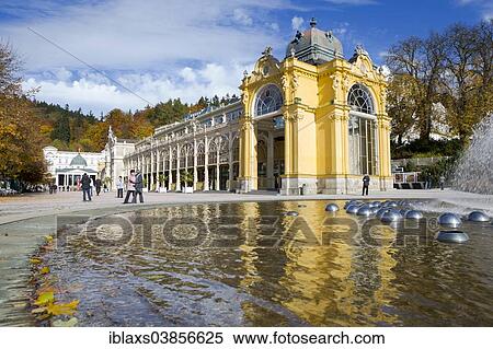 "Cast-iron colonnade, with the Singing Fountain at the front, Marianske Lazne or Marienbad, Karlovy Vary region, Bohemia, Czech Republic, Europe" View Large Photo Image Stock Photography - "Cast-iron colonnade, with the Singing Fountain at the front, Marianske Lazne or Marienbad, Karlovy Vary region, Bohemia, Czech Republic, Europe". Fotosearch