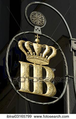 "Cast iron sign with the Hofbraeuhaus logo, Staatliches Hofbraeuhaus, restaurant on Platzl square, Munich, Upper Bavaria, Bavaria, Germany, Europe" View Large Photo Image Stock Photo - "Cast iron sign with the Hofbraeuhaus logo, Staatliches Hofbraeuhaus, restaurant on Platzl square, Munich, Upper Bavaria, Bavaria, Germany, Europe". Fotosearch