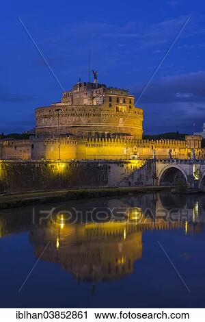 Stock Image - "Castel Sant'Angelo and Ponte Sant'Angelo, Rome, Lazio, Italy, Europe". Fotosearch