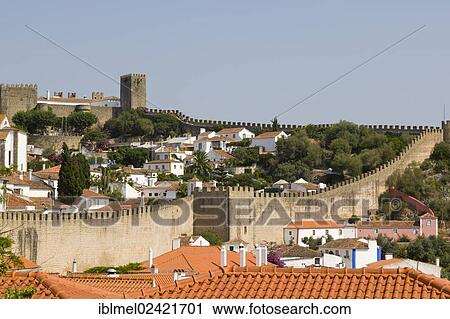 Castelo de Obidos, the castle and the wall of Obidos, Leiria District, Pinhal Litoral, Portugal, Europe View Large Photo Image Stock Image - Castelo de Obidos, the castle and the wall of Obidos, Leiria District, Pinhal Litoral, Portugal, Europe. Fotosearch