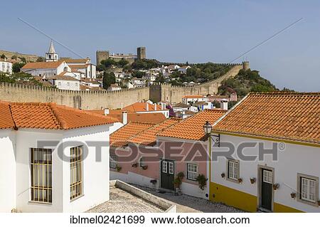Castelo de Obidos, the castle and the wall of Obidos, Leiria District, Pinhal Litoral, Portugal, Europe View Large Photo Image Stock Photo - Castelo de Obidos, the castle and the wall of Obidos, Leiria District, Pinhal Litoral, Portugal, Europe. Fotosearch