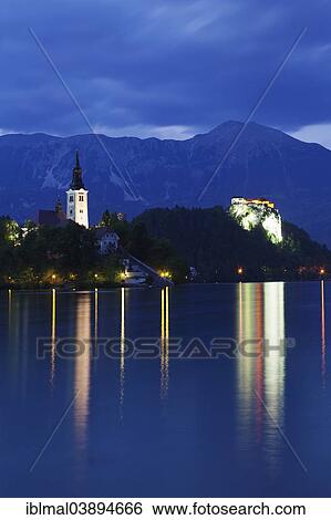"Castle and Bled island with St. Mary's Church, Lake Bled, Bled, Slovenia, Europe" View Large Photo Image Stock Photograph - "Castle and Bled island with St. Mary's Church, Lake Bled, Bled, Slovenia, Europe". Fotosearch