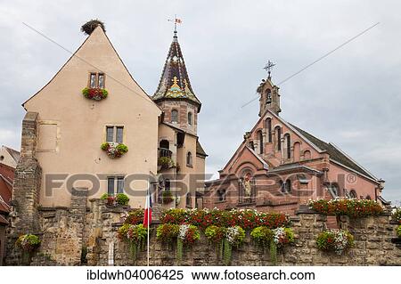 "Castle and St. Leo's chapel at Place de Chateau St. Leon, Eguisheim, Alsace, France, Europe" View Large Photo Image Stock Photography - "Castle and St. Leo's chapel at Place de Chateau St. Leon, Eguisheim, Alsace, France, Europe". Fotosearch