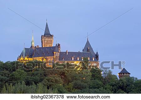 "Castle at dusk, Wernigerode, Saxony-Anhalt, Germany, Europe" View Large Photo Image Stock Photo - "Castle at dusk, Wernigerode, Saxony-Anhalt, Germany, Europe". Fotosearch