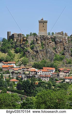 "Castle of Polignac on a basalt rock above the village, Polignac, Haute Loire, Auvergne, France, Europe" View Large Photo Image Picture - "Castle of Polignac on a basalt rock above the village, Polignac, Haute Loire, Auvergne, France, Europe". Fotosearch