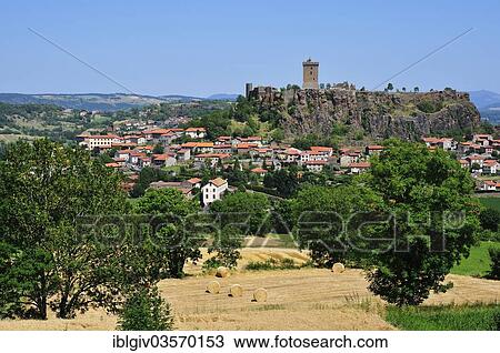 "Castle of Polignac on a basalt rock above the village, Polignac, Haute Loire, Auvergne, France, Europe" View Large Photo Image Stock Image - "Castle of Polignac on a basalt rock above the village, Polignac, Haute Loire, Auvergne, France, Europe". Fotosearch