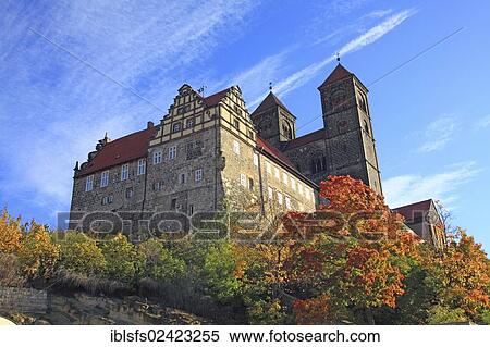 Castle on Burgberg, Castle Hill, Quedlinburg, UNESCO World Cultural Heritage Site, Harz, Saxony-Anhalt, Germany, Europe View Large Photo Image Stock Photography - Castle on Burgberg, Castle Hill, Quedlinburg, UNESCO World Cultural Heritage Site, Harz, Saxony-Anhalt, Germany, Europe. Fotosearch