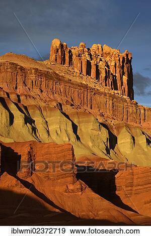 Stock Photo - "Castle Rock in the evening light, Capitol Reef National Park, Utah, USA". Fotosearch