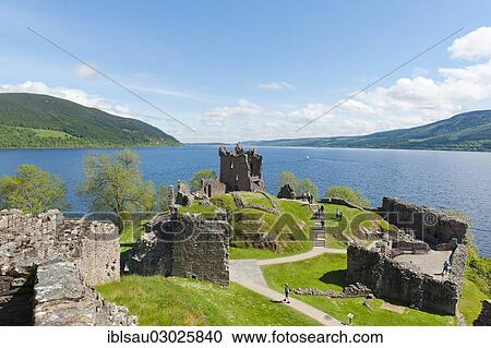 "Castle ruins, tower and walls, Urquhart Castle above Loch Ness, Highland, Highlands, near Drumnadrochit, Highlands, Scotland, United Kingdom, Europe" View Large Photo Image Stock Image - "Castle ruins, tower and walls, Urquhart Castle above Loch Ness, Highland, Highlands, near Drumnadrochit, Highlands, Scotland, United Kingdom, Europe". Fotosearch