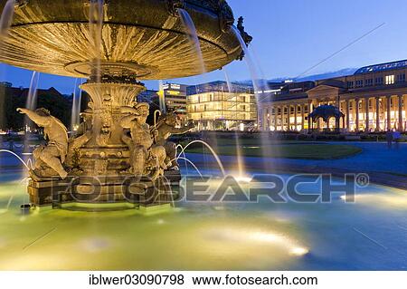 "Castle square fountain, Museum of Art and Koenigsbau building on Schlossplatz square, Schlossplatz, Stuttgart, Baden-Wurttemberg, Germany, Europe" View Large Photo Image Stock Photo - "Castle square fountain, Museum of Art and Koenigsbau building on Schlossplatz square, Schlossplatz, Stuttgart, Baden-Wurttemberg, Germany, Europe". Fotosearch