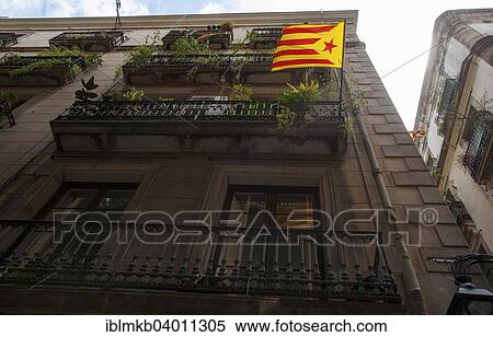 "Catalan flags in the Gothic Quarter of Barcelona, ​​Catalonia, Spain, Europe" View Large Photo Image Stock Photography - "Catalan flags in the Gothic Quarter of Barcelona, ​​Catalonia, Spain, Europe". Fotosearch