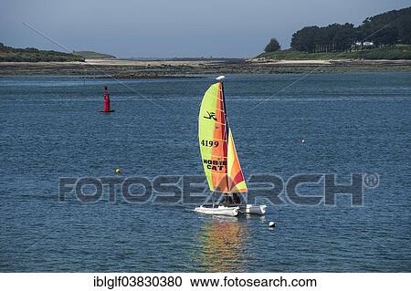 "Catamaran in the bay near Landeda, Brittany, France, Europe" View Large Photo Image Stock Image - "Catamaran in the bay near Landeda, Brittany, France, Europe". Fotosearch