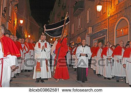 Stock Image - "Catenacciu, Catholic Easter procession, Sartene, Corsica, France, Europe". Fotosearch