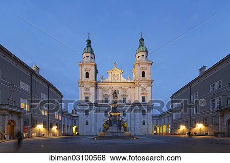 Stock Photo - "Cathedral and Marian Column, Domplatz, Altstadt, Salzburg, Salzburg State, Austria, Europe". Fotosearch