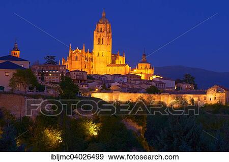 "Cathedral at dusk, Segovia, Region of Castile and Leon, Spain, Europe" View Large Photo Image Stock Photo - "Cathedral at dusk, Segovia, Region of Castile and Leon, Spain, Europe". Fotosearch