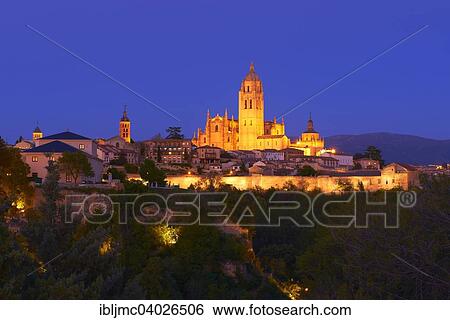 "Cathedral at dusk, Segovia, Region of Castile and Leon, Spain, Europe" View Large Photo Image Stock Photograph - "Cathedral at dusk, Segovia, Region of Castile and Leon, Spain, Europe". Fotosearch