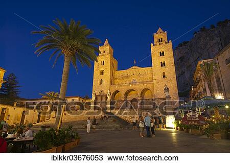 "Cathedral-Basilica of the Holy Saviour, Basilica Cattedrale del Santissimo Salvatore on Piazza Duomo square in the evening, Cefalu, Province of Palermo, Sicily, Italy, Europe" View Large Photo Image Stock Image - "Cathedral-Basilica of the Holy Saviour, Basilica Cattedrale del Santissimo Salvatore on Piazza Duomo square in the evening, Cefalu, Province of Palermo, Sicily, Italy, Europe". Fotosearch