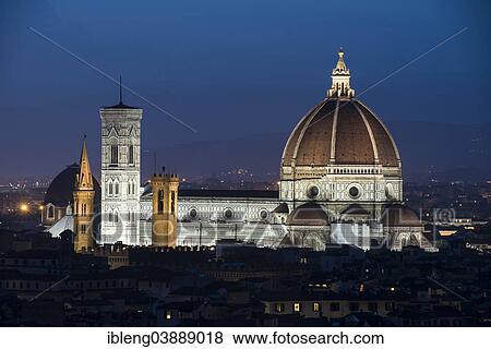 Stock Photo - "Cathedral, evening mood, Florence, Tuscany, Italy, Europe". Fotosearch