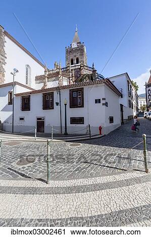Stock Image - "Cathedral of Funchal in the Se district, Rua da Se, in the old town of Funchal, Santa Luzia, Funchal, Madeira, Portugal, Europe". Fotosearch