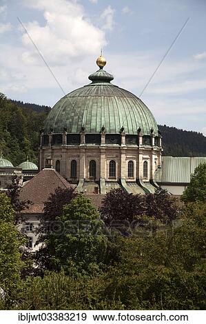 Stock Photo - "Cathedral of St. Blaise, dome with a golden orb and cross, St. Blasien, Black Forest, Baden-Wurttemberg, Germany, Europe". Fotosearch