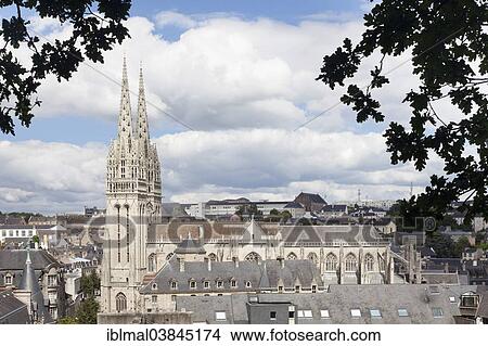 Picture - "Cathedral of St. Corentin, Quimper, Finistere, Brittany, France, Europe". Fotosearch