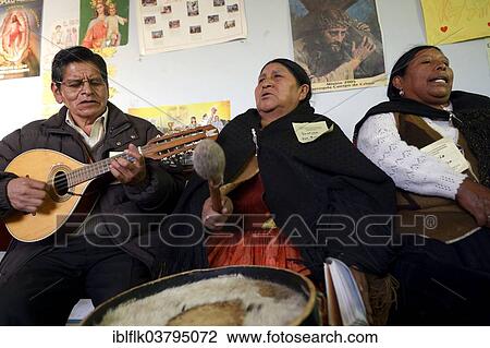 "Catholic base community, Bolivians in the traditional dress of the Quechua Indians making music and singing together, El Alto, Departamento La Paz, Bolivia, South America" View Large Photo Image Stock Image - "Catholic base community, Bolivians in the traditional dress of the Quechua Indians making music and singing together, El Alto, Departamento La Paz, Bolivia, South America". Fotosearch