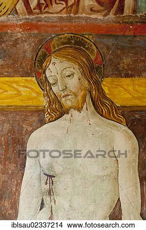 "Catholic christianity, ornate mural from the 13th Century, fresco, Jesus Christ with stigmata, Chapel of St. Gregory, St. Benedict's Abbey, Monastery of San Benedetto, Sacro Speco, Sacred Grotto, Subiaco, Lazio, Italy, Southern Europe, Europe" View Large Photo Image Picture - "Catholic christianity, ornate mural from the 13th Century, fresco, Jesus Christ with stigmata, Chapel of St. Gregory, St. Benedict's Abbey, Monastery of San Benedetto, Sacro Speco, Sacred Grotto, Subiaco, Lazio, Italy, Southern Europe, Europe". Fotosearch
