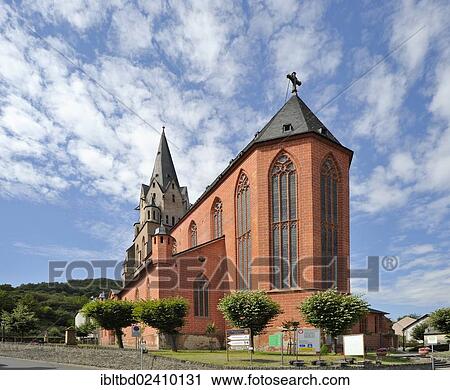 Stock Image - "Catholic Church of Our Lady, Oberwesel, UNESCO World Cultural Heritage Site, Upper Middle Rhine Valley, Rhineland-Palatinate, Germany, Europe". Fotosearch