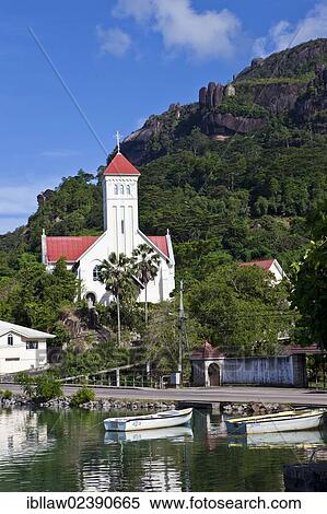 Stock Photography - "Catholic Church on the east coast of Mahe Island, Seychelles, Africa, Indian Ocean, Africa". Fotosearch