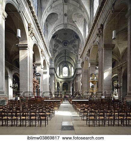 Stock Photo - "Catholic Parish Church of Saint-Sulpice de Paris, Saint-Germain-des-Pres, Paris, Ile-de-France, France, Europe". Fotosearch