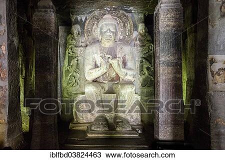 Stock Image - "Cave 16, Ajanta Caves, UNESCO World Heritage site, Aurangabad district, Maharashtra, India, Asia". Fotosearch