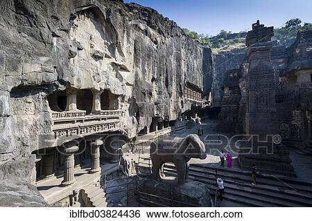 Stock Photograph - "Cave 16, the Kailashanatha Cave, Ellora Caves, UNESCO World Heritage Site, Ellora, Maharashtra, India, Asia". Fotosearch