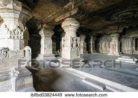 Stock Photo - "Cave 32, the Indra Sabha Cave, Ellora Caves, UNESCO World Heritage Site, Ellora, Maharashtra, India, Asia". Fotosearch