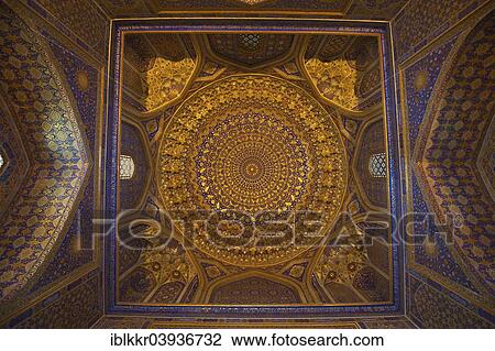 "Ceiling decorated in gold, mosque in the Ulugh Beg Madrasah, Registan, Samarkand, Uzbekistan, Asia" View Large Photo Image Stock Image - "Ceiling decorated in gold, mosque in the Ulugh Beg Madrasah, Registan, Samarkand, Uzbekistan, Asia". Fotosearch