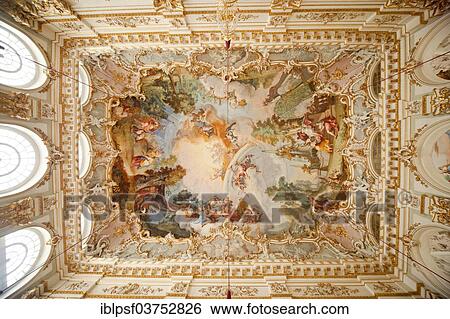 Stock Photograph - "Ceiling fresco at Schloss Nymphenburg Palace, Munich, Upper Bavaria, Bavaria, Germany, Europe". Fotosearch
