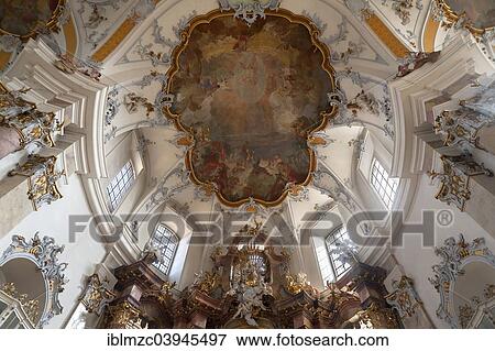 "Ceiling fresco by Appiani in the choir, high altar at the bottom, Basilica of the Fourteen Holy Helpers, Basilika Vierzehnheiligen, built 1743-1772, architect Balthasar Neumann, Bad Staffelstein, Upper Franconia, Bavaria, Germany, Europe" View Large Photo Image Stock Photo - "Ceiling fresco by Appiani in the choir, high altar at the bottom, Basilica of the Fourteen Holy Helpers, Basilika Vierzehnheiligen, built 1743-1772, architect Balthasar Neumann, Bad Staffelstein, Upper Franconia, Bavaria, Germany, Europe". Fotosearch