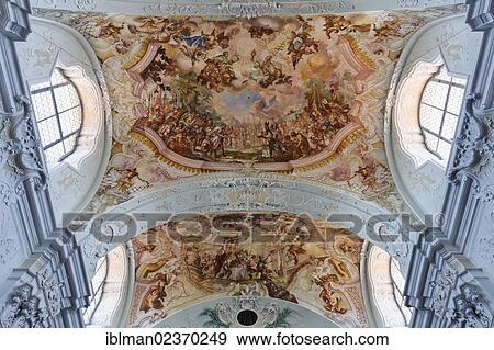 "Ceiling frescoes by Wolfgang Andreas Heindl, Parish Church of St. George, Pfarrkirchen bei Bad Hall, Traunviertel district, Upper Austria, Austria, Europe" View Large Photo Image Stock Photo - "Ceiling frescoes by Wolfgang Andreas Heindl, Parish Church of St. George, Pfarrkirchen bei Bad Hall, Traunviertel district, Upper Austria, Austria, Europe". Fotosearch
