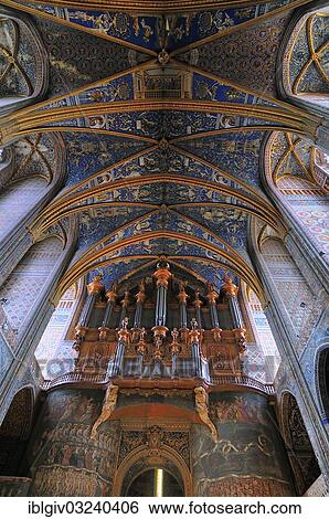 Stock Photograph - "Ceiling frescoes from the 16th century, Albi Cathedral, formally the Cathedral of Saint Cecilia, Cathedrale Sainte-Cecile d'Albi, historic center, Albi, Departement Tarn, Midi-Pyrenees, France, Europe". Fotosearch